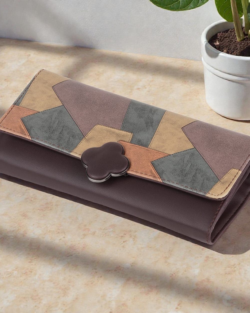 Pari Patchwork Wallet — Wine — view 1 of 4