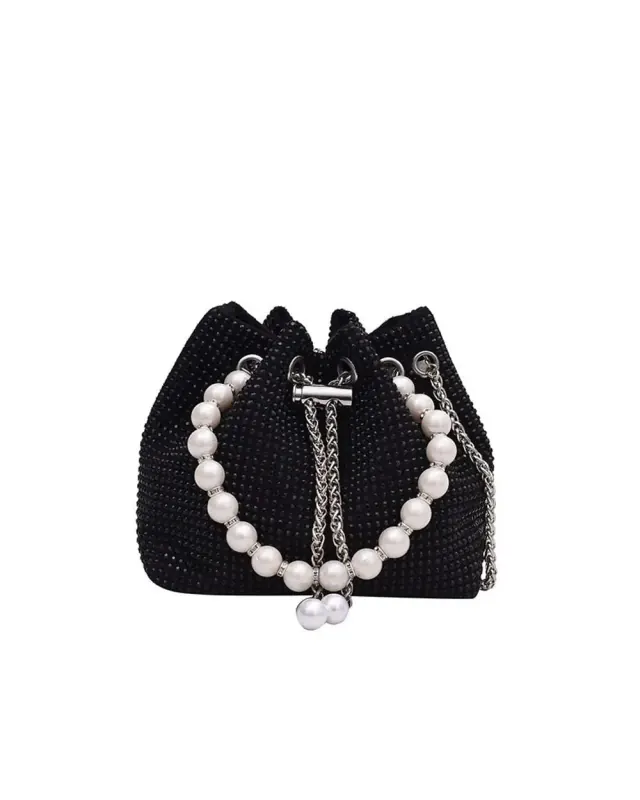 Moti Pearl-Handle Potli — Black — DOSYSO Sparkle