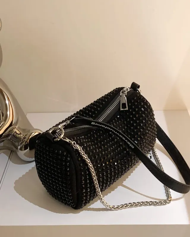 Nova Crystal Baguette Bag — Black — DOSYSO Sparkle