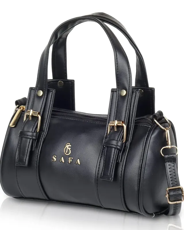 Nyra Barrel Handbag — Black — DOSYSO Everyday