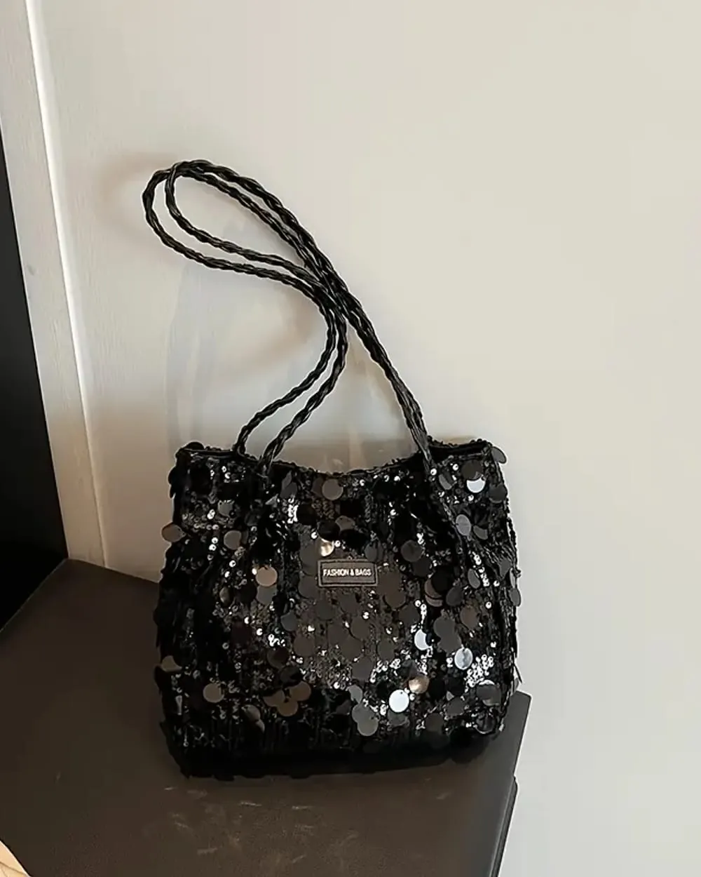 Stardust Sequin Tote — Black — view 1 of 5