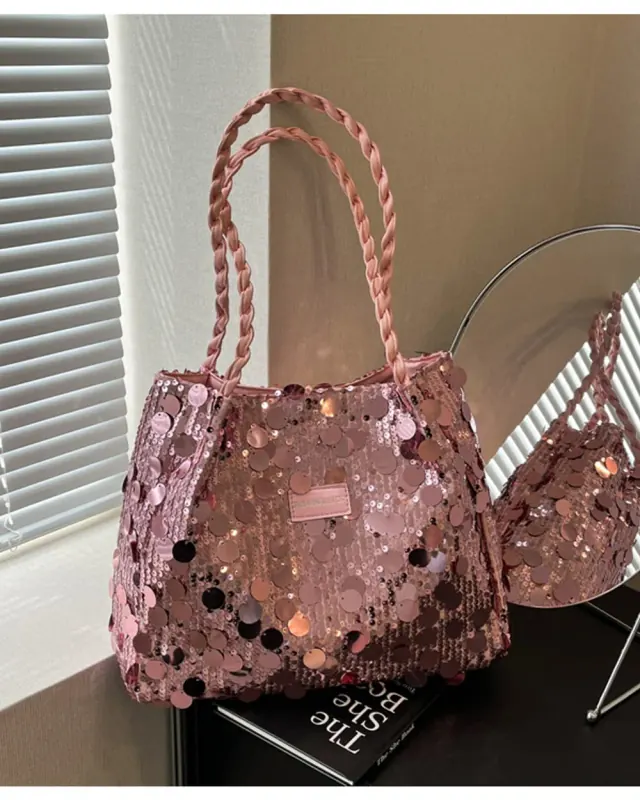 Stardust Sequin Tote — Rose — DOSYSO Sparkle
