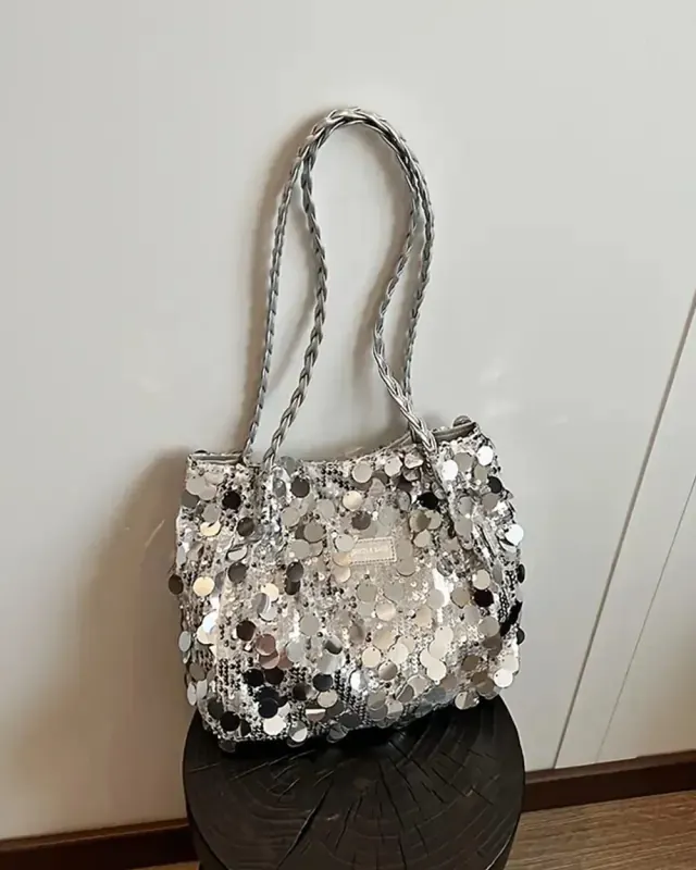 Stardust Sequin Tote — Silver — DOSYSO Sparkle